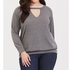 Torrid Faux Choker Grey Light Wright Sweatshirt